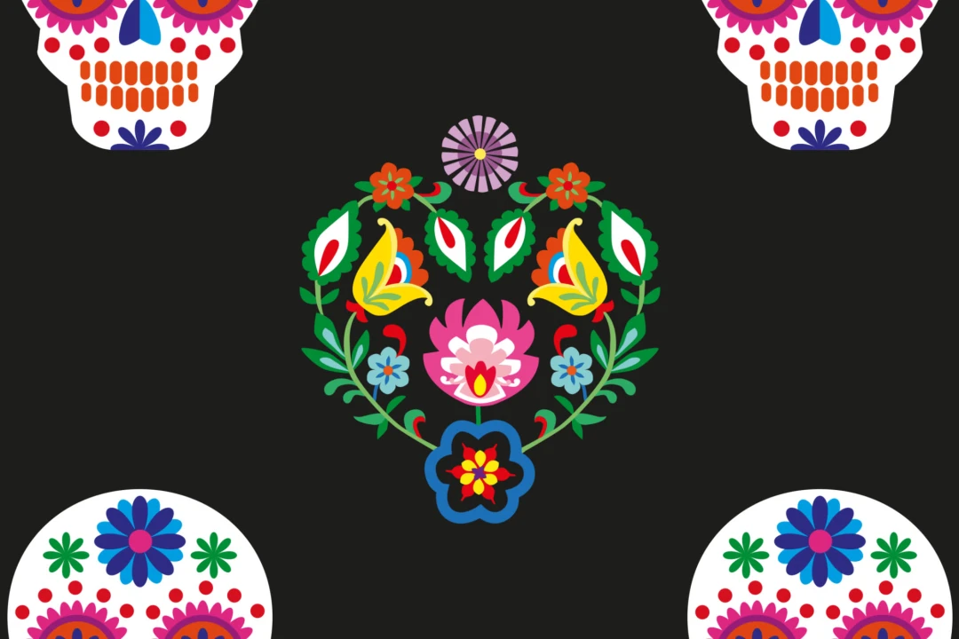 Skull Floral Repeat Pattern Wallpaper