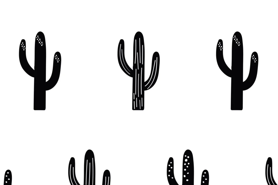 Papel Pintado Cactus Saguaro Blanco y Negro