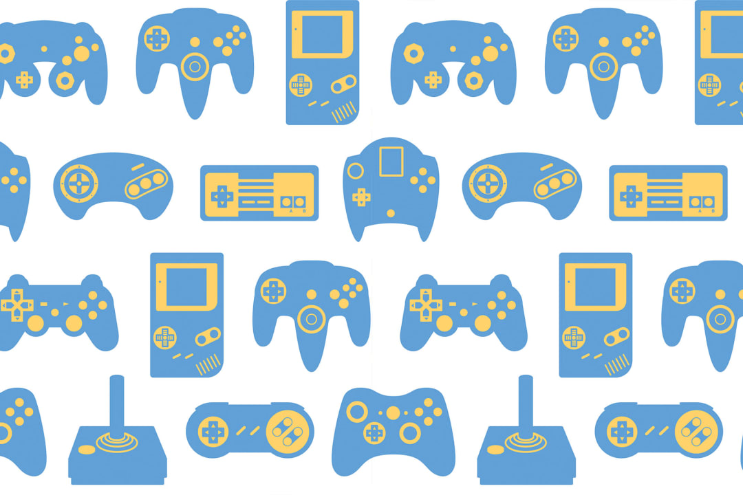 Blue & White Retro Game Wallpaper Mural