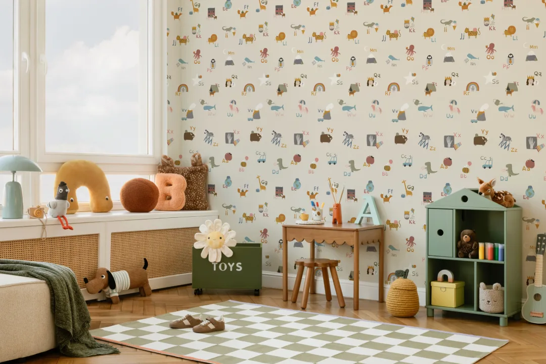 Kids Cute Alphabet Learning Repeat Pattern Wallpaper