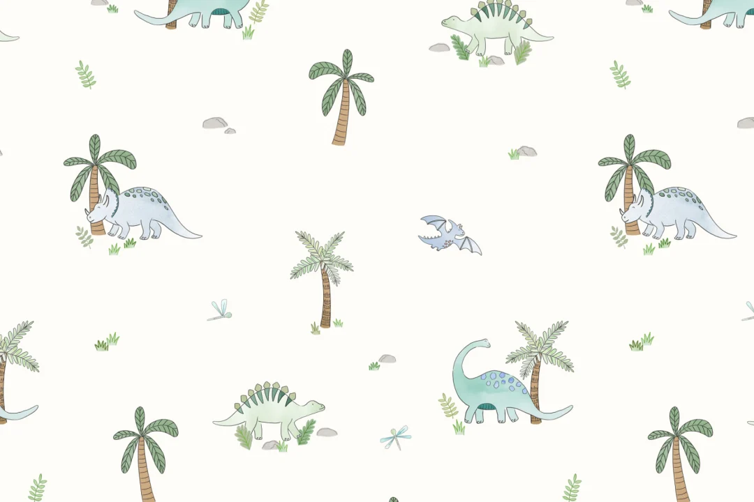 Sweet Dinosaurs Repeat Pattern Wallpaper