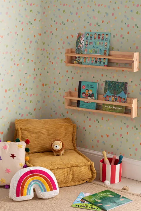 Hand Drawn Pastel Multicolor Spots Green Wallpaper