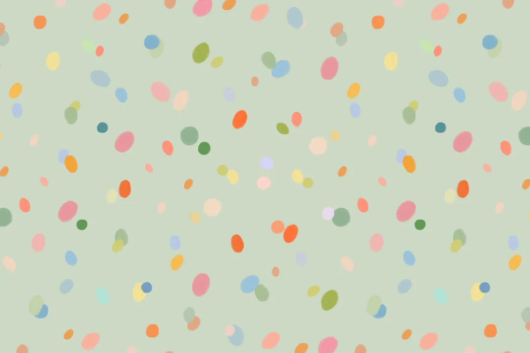 Hand Drawn Pastel Multicolor Spots Green Wallpaper