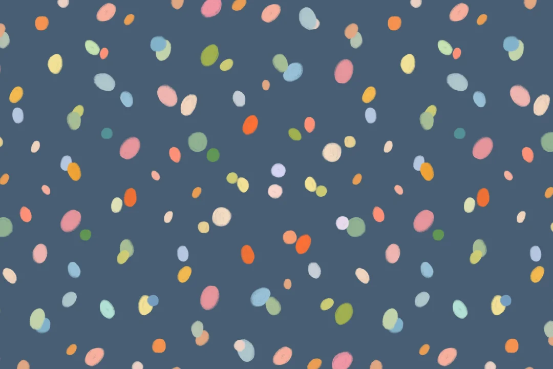 Papel Pintado Azul Marino con Manchas Pastel Coloridas para Niños