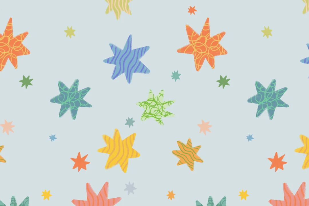 Papel Pintado Azul con Estrellas Coloridas para Niños
