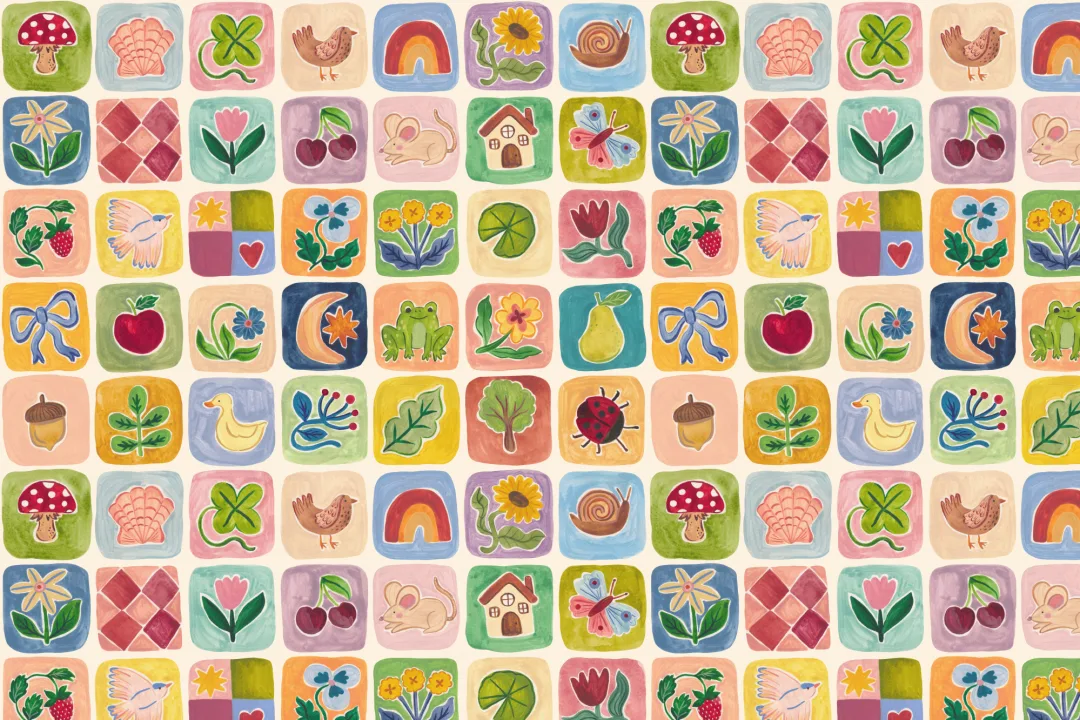 Murales de Papel Pintado Multicolor Caprichoso Patchwork para Niños