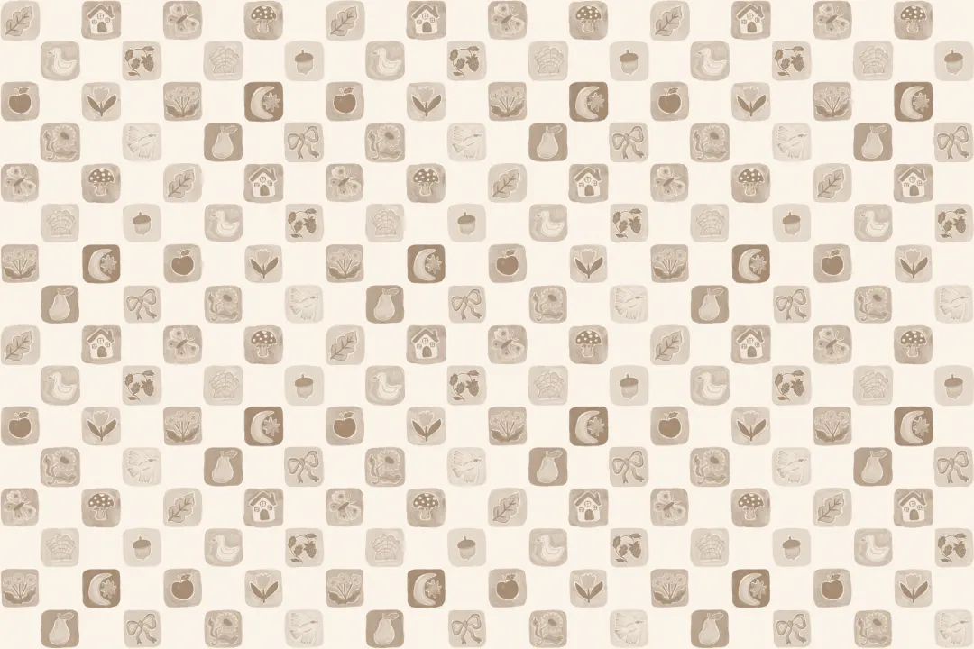 Mural de papel pintado infantil a cuadros beige