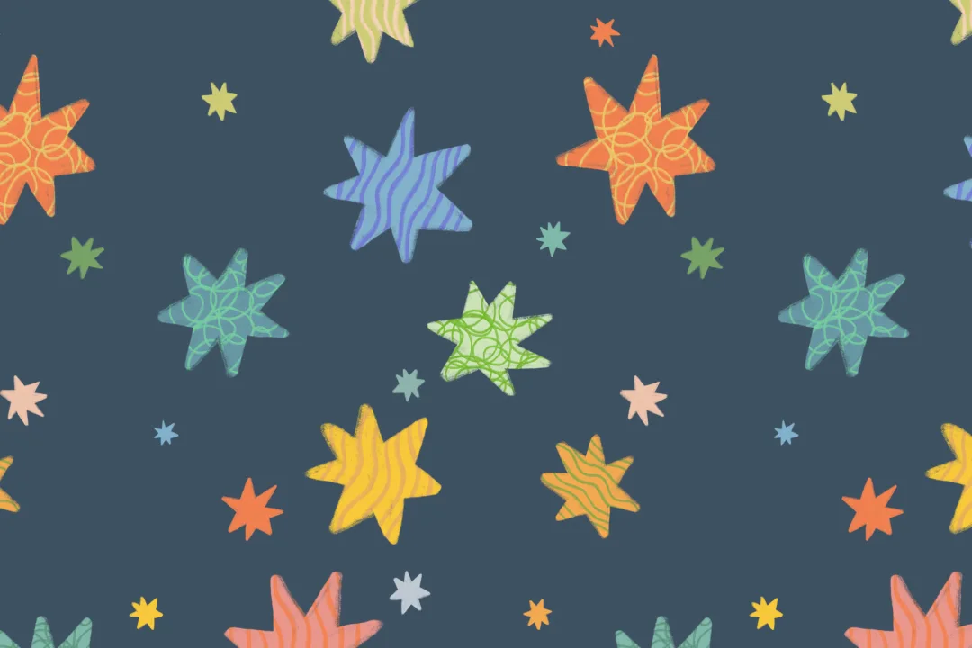 Papel Pintado Azul Marino con Estrellas Coloridas para Niños