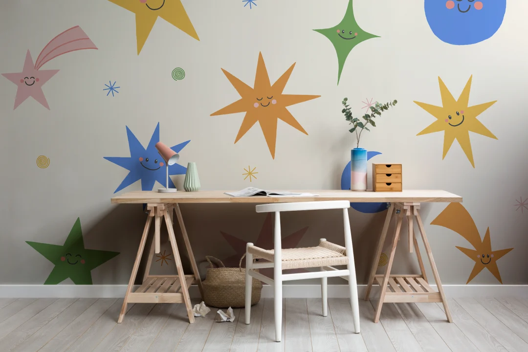 Multicolor Celestial Kids' Fun and Playful Mural
