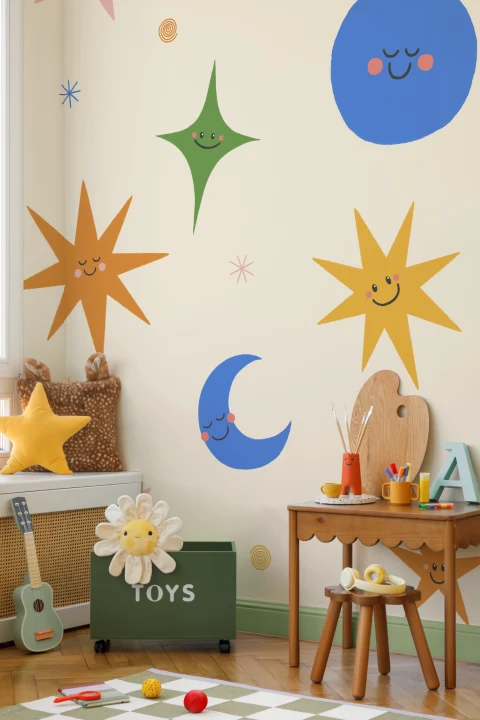 Multicolor Celestial Kids' Fun and Playful Mural