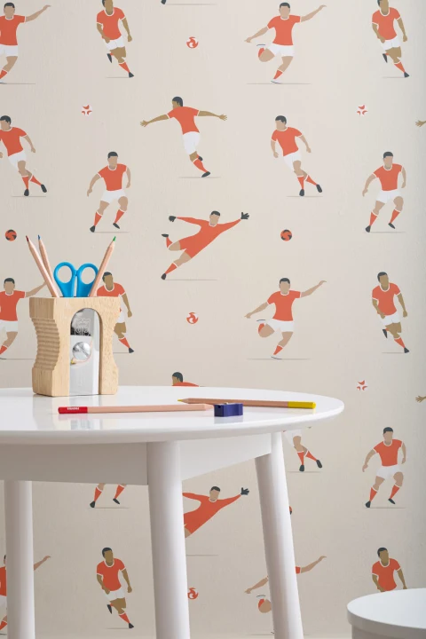 Kids Red Soccer Players Wallpaper
