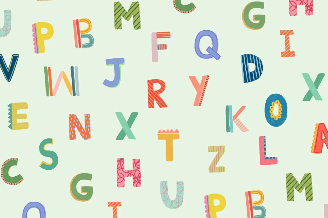Green Colorful Kids Alphabet Wallpaper