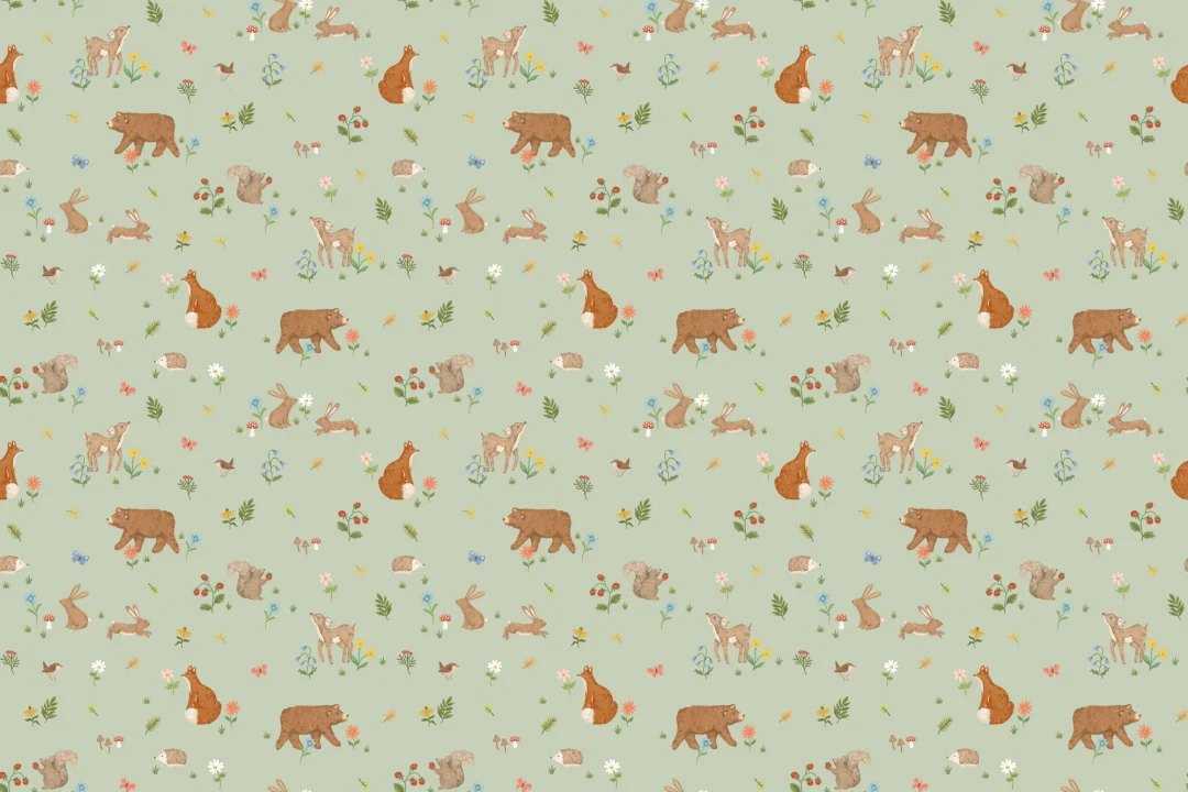 Mural de papel pintado Sage Niños sabios Animales lindos del bosque
