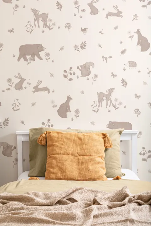 Neutral Kids Cute Woodland Animals Mural