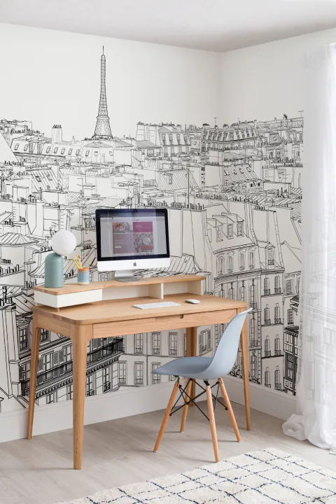 Mural Papel Pintado Ilustración de los Tejados de París