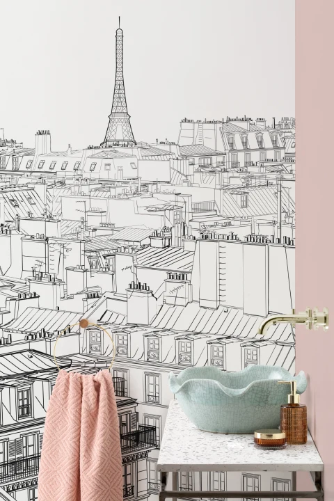 Mural Papel Pintado Ilustración de los Tejados de París