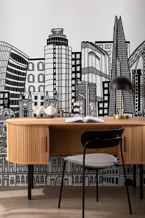 Black and White London Monuments Wallpaper Mural