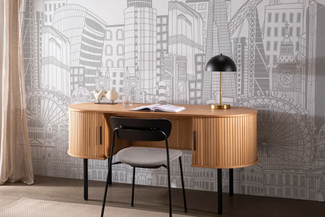 Gray Monochrome London Monuments Wallpaper Mural