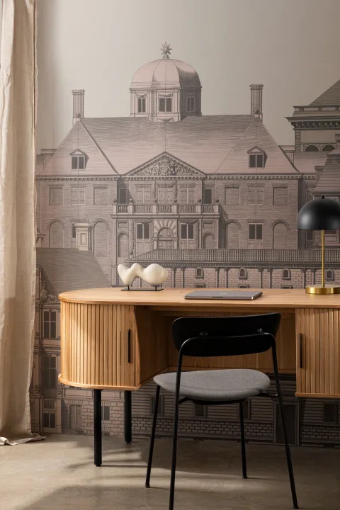 Mural de papel pintado de arquitectura clásica diseñado por Jan Matthysz y Pieter Jansz Post