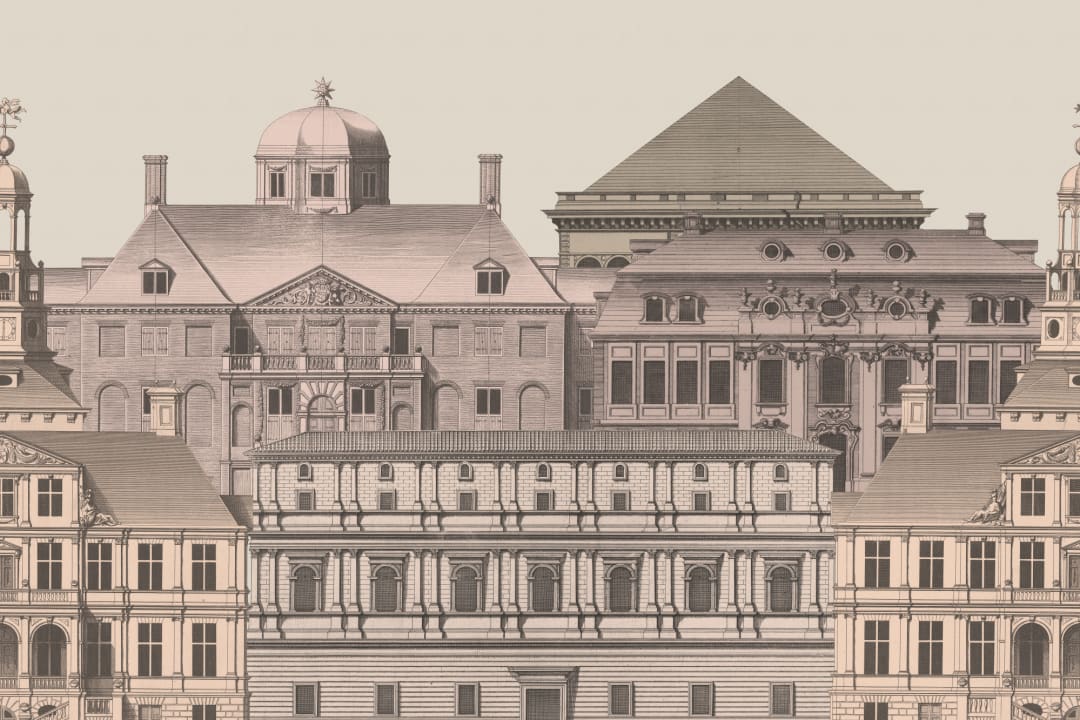 Classical Architectural Etching Wall Mural Blueprint Design by Jan Matthysz and Pieter Jansz Post