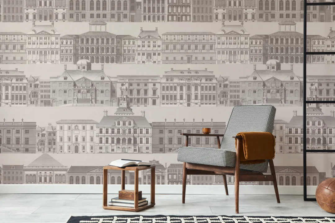 Metropolis Grey Architectural Wall Mural by Jan Matthysz and Pieter Jansz Post