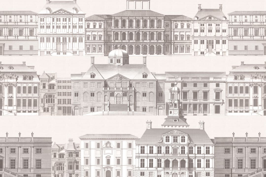 Metropolis Grey Architectural Wall Mural by Jan Matthysz and Pieter Jansz Post