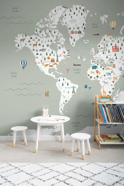 Sage Ultimate Kids Map Wallpaper Mural