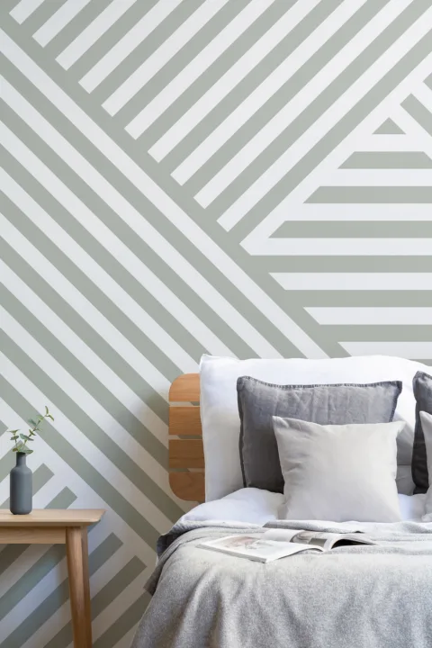 Sage Divert tapet cu dungi Mural
