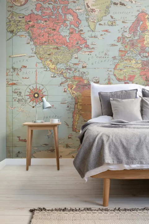 Copii Vintage World Map Wallpaper Mural