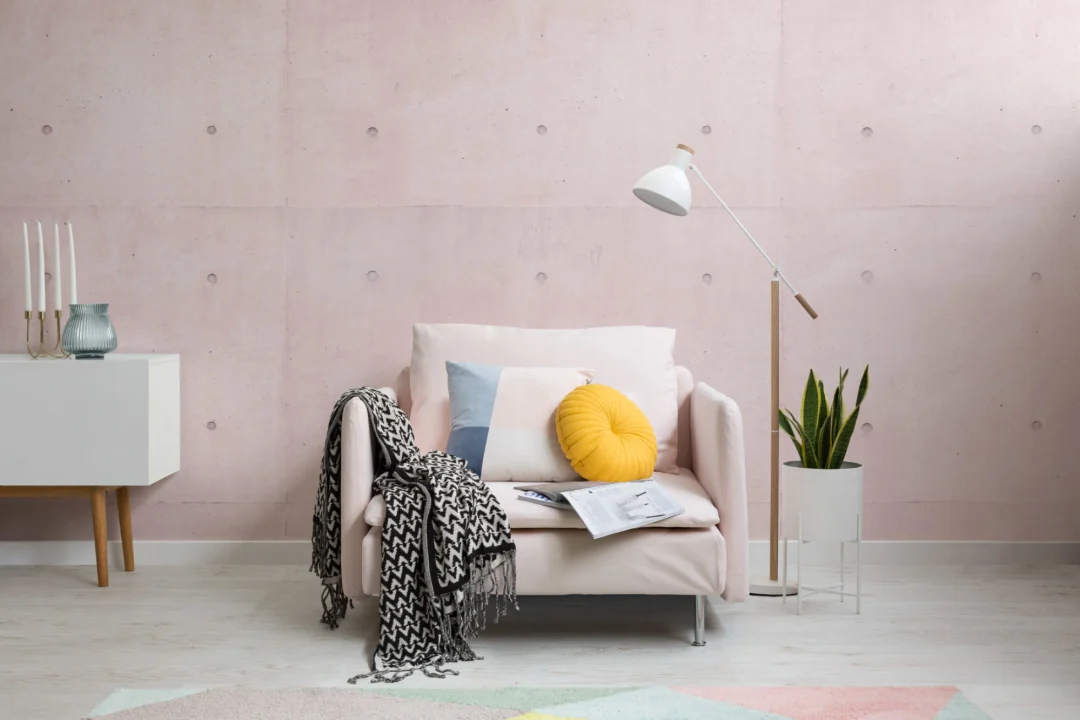 Pink Modern Concrete Block Wallpaper Mural