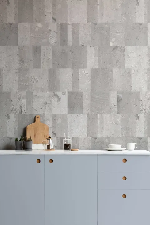 Mural de Papel de Parede com Padrão de Betão Cinzento Fotográfico