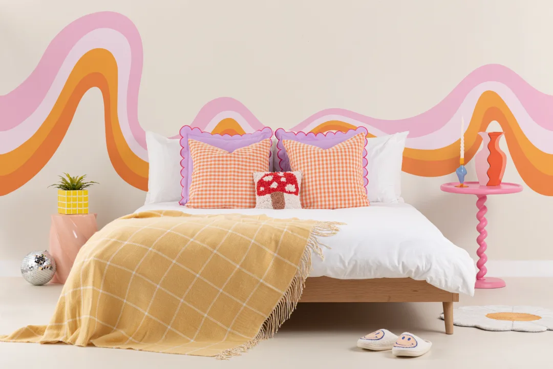 Roz și portocaliu 70s Retro Wallpaper Mural