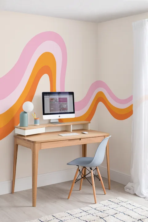 Pink and Orange 70s Retro Wallpaper Mural