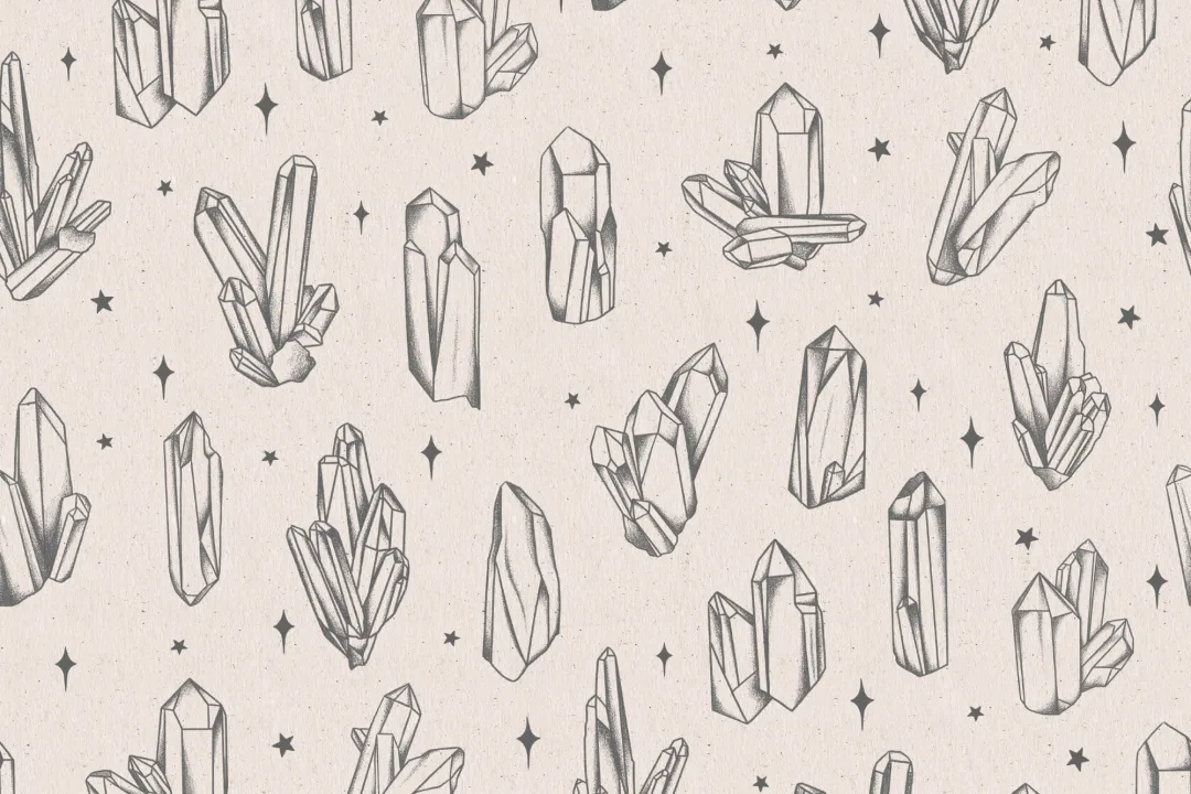 Black Illustrated Crystal & Star Pattern Wallpaper Mural