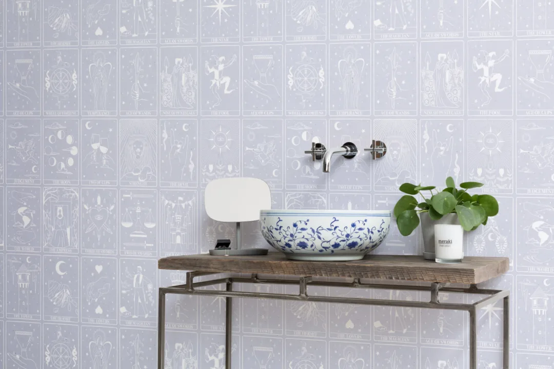 Pastel Purple Tarot Card Pattern Wallpaper Mural