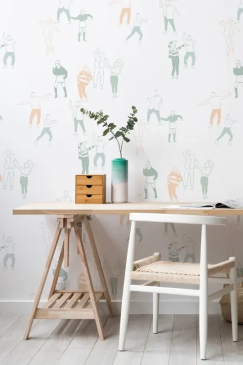 Papel pintado pastel personas bailando
