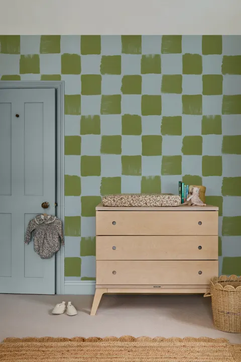 Bold Blue And Green Checkered Pattern Wallpaper