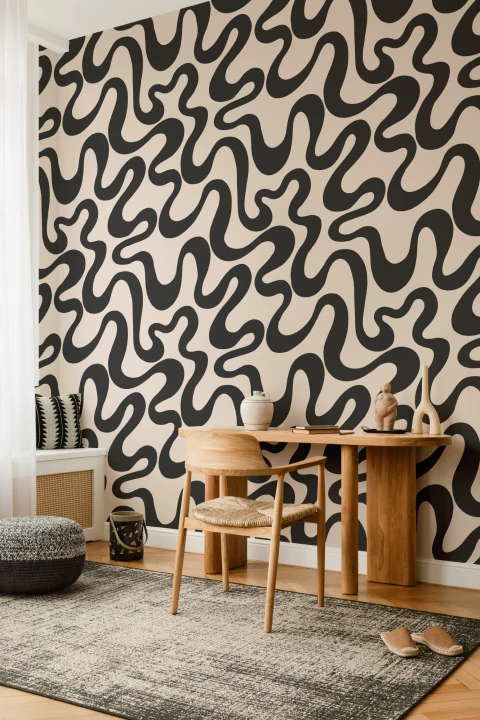 Fet svart abstrakt mönster Vibe Design tapet