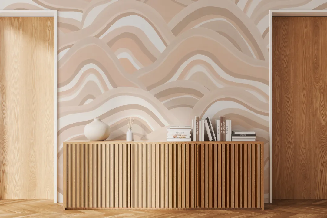 Beige abstrakta sanddyner målade mural-tapeter