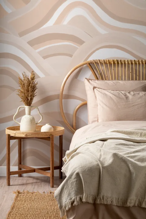 Neutral Abstract Dunes Painted Mural