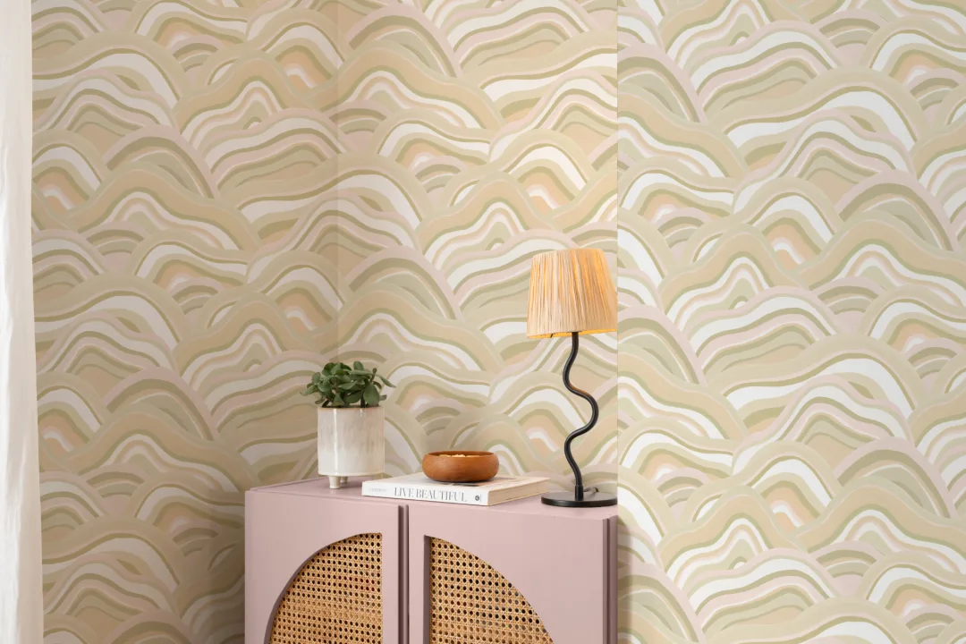 Green Abstract Painted Dunes Wallpaper