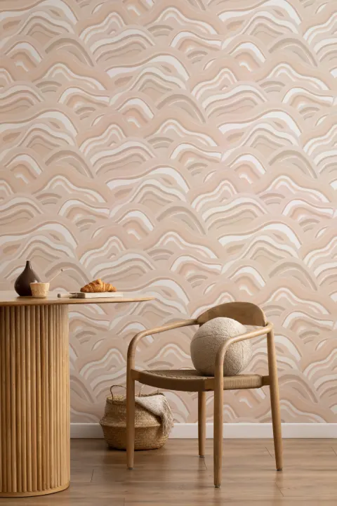 Beige abstrakt målad sanddyner tapet