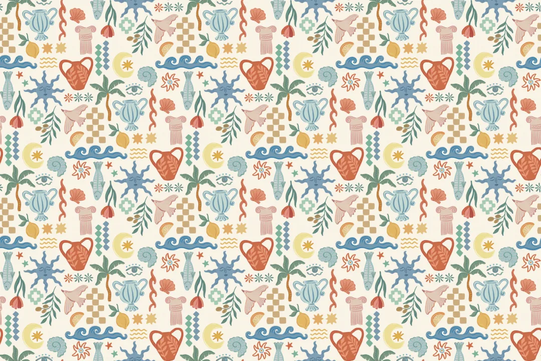 Bright La Dolce Vita Mediterranean Print Mural