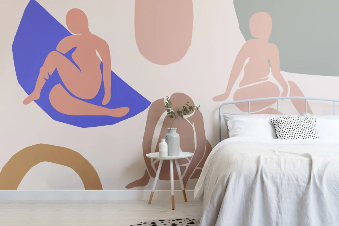 Neutral & Pastel Pink Shapes Abstract Wallpaper Mural
