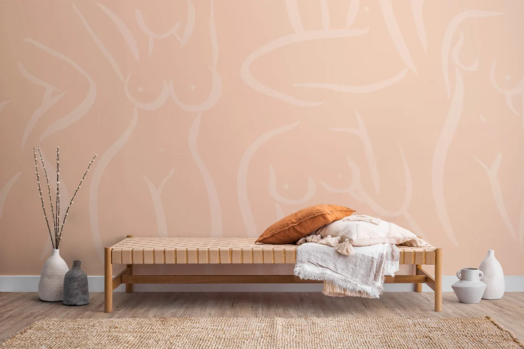 Peach Fuzz Nude Woman Figure Drawing Wall Mural