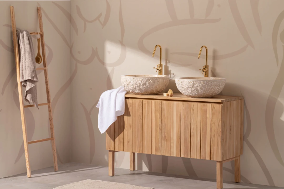 Muted Beige Nude Woman Figure Drawing Wall Mural