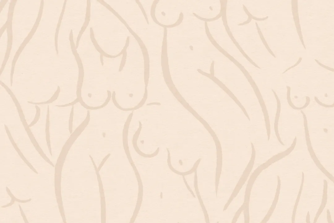 Beige Nude Woman Figure Drawing Repeat Pattern Wallpaper