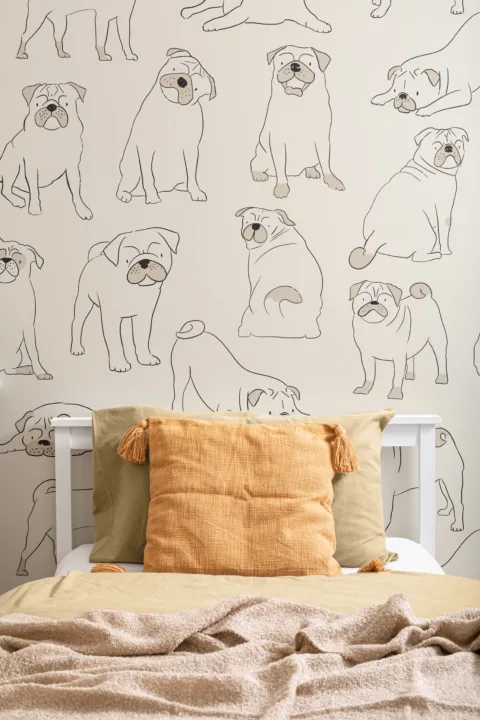 Pug Pattern Dog Wallpaper Mural
