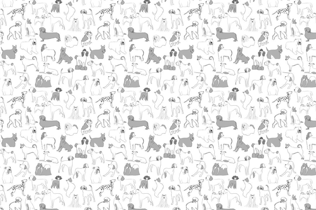 Gray & White Dog Pattern Wallpaper Mural