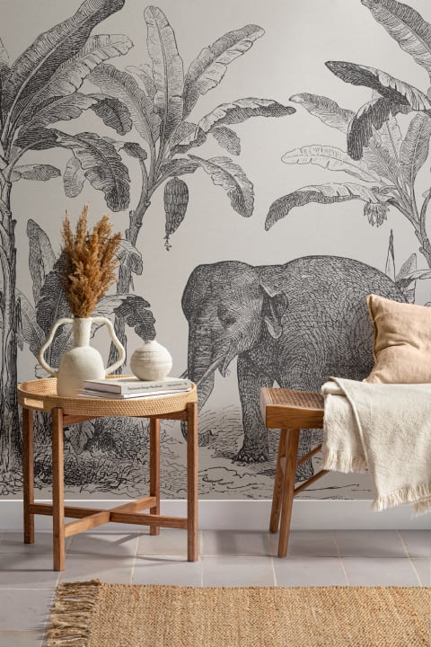 Mural Papel Pintado Explorador Vintage con Elefante Africano de Sabana